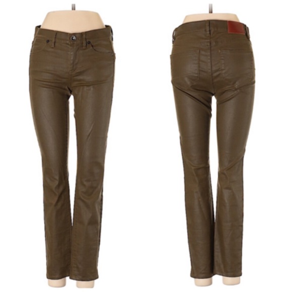 Madewell Wax Coated Dark Green Camo Skinny Jeans Mid Rise 24 - Picture 7 of 7